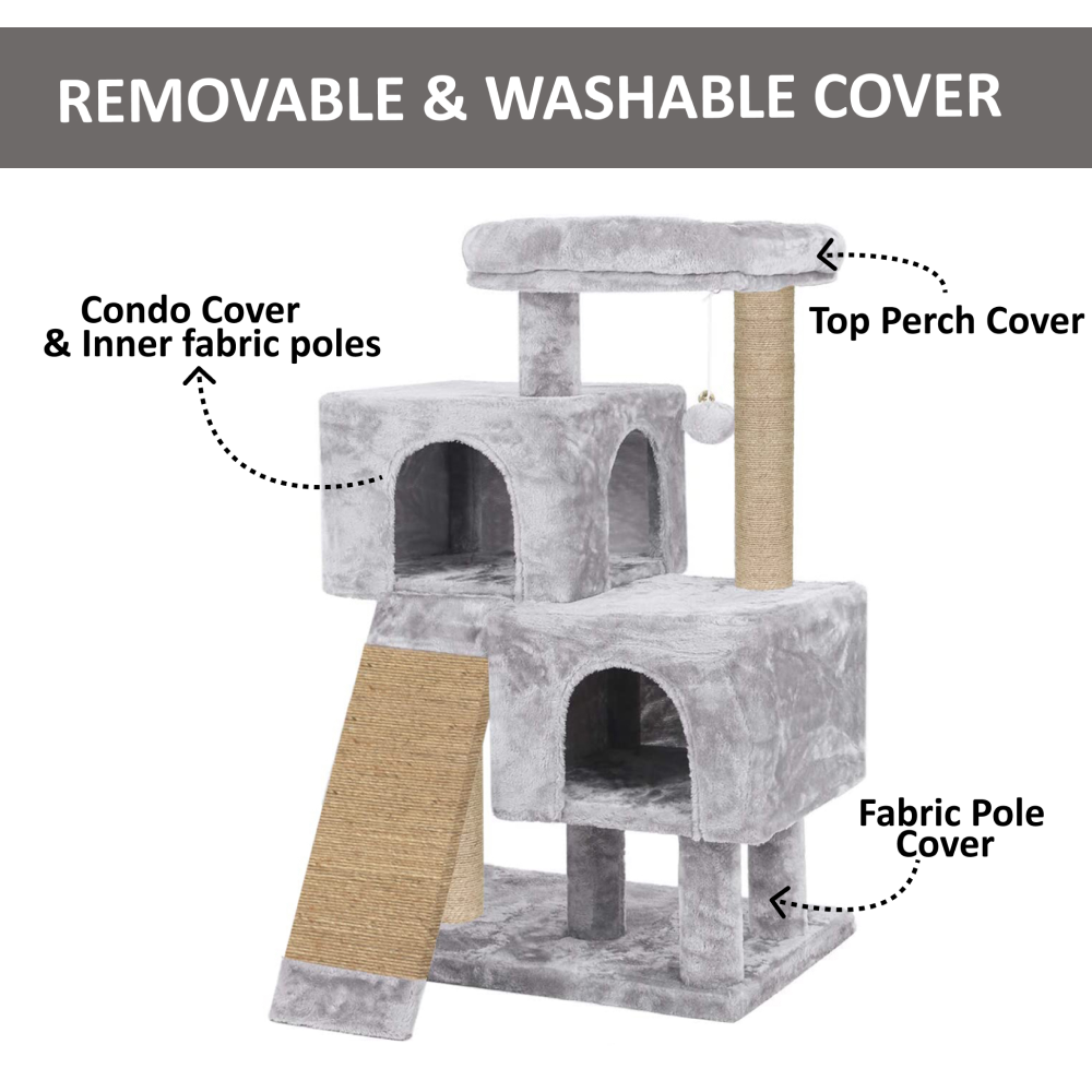 Hiputee Condo Activity Kitten Cat Tree with Scratching Post for Cats (Grey)