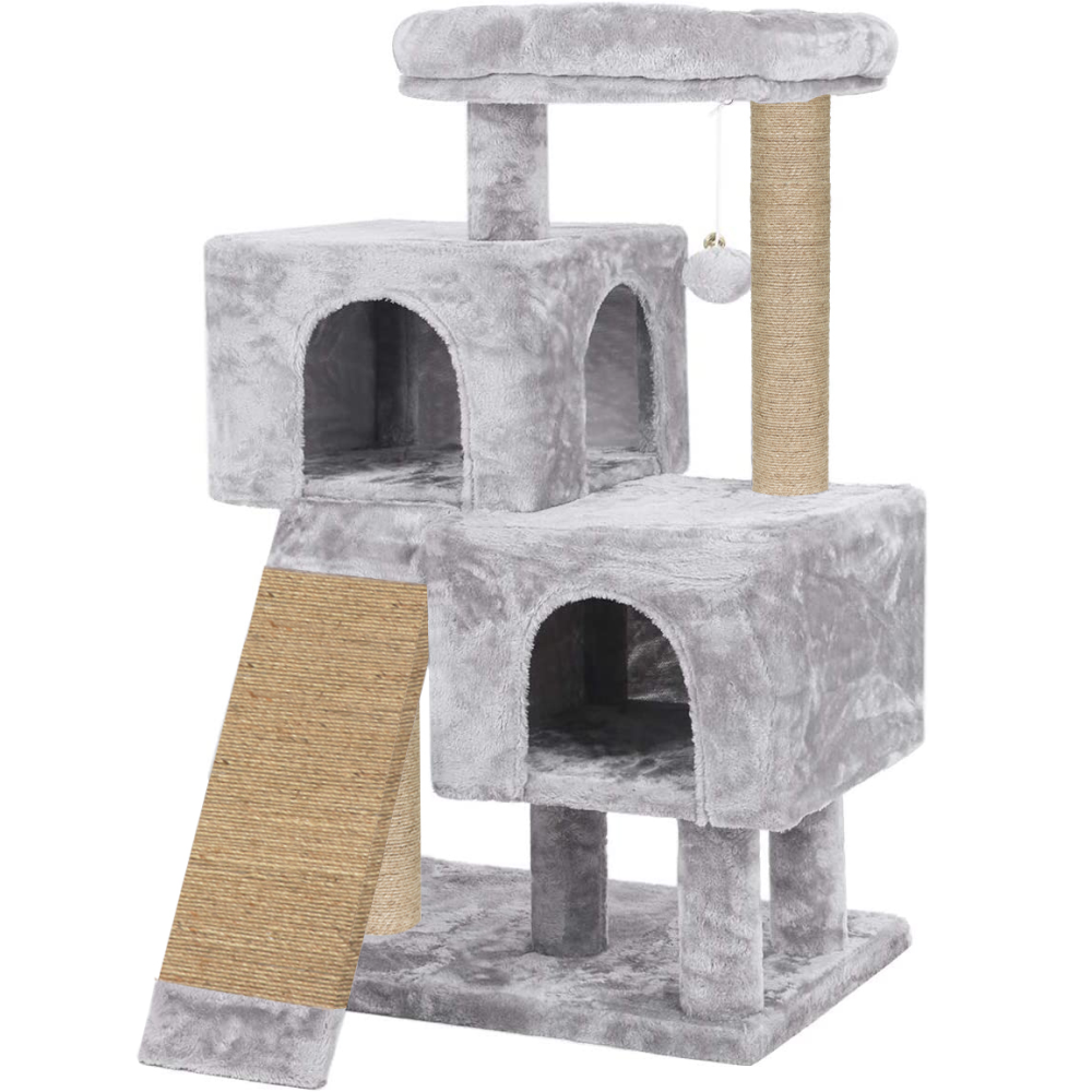 Hiputee Condo Activity Kitten Cat Tree with Scratching Post for Cats (Grey)