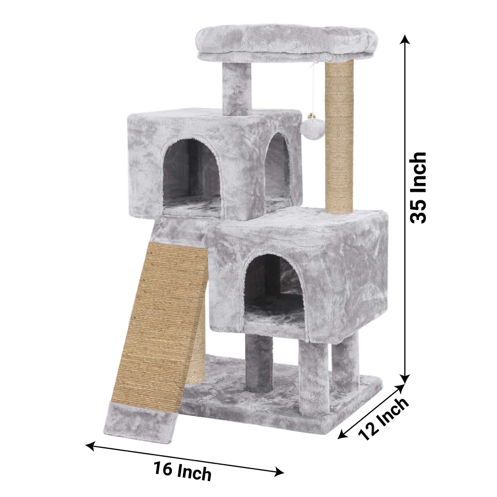 Hiputee Condo Activity Kitten Cat Tree with Scratching Post for Cats (Grey)