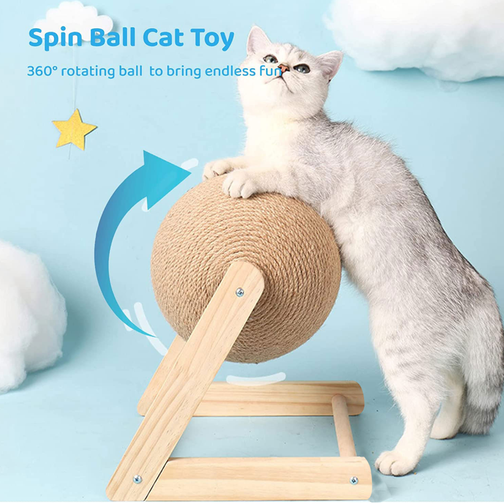 Hiputee Cat Scratching Spinning Ball Toy for Cats