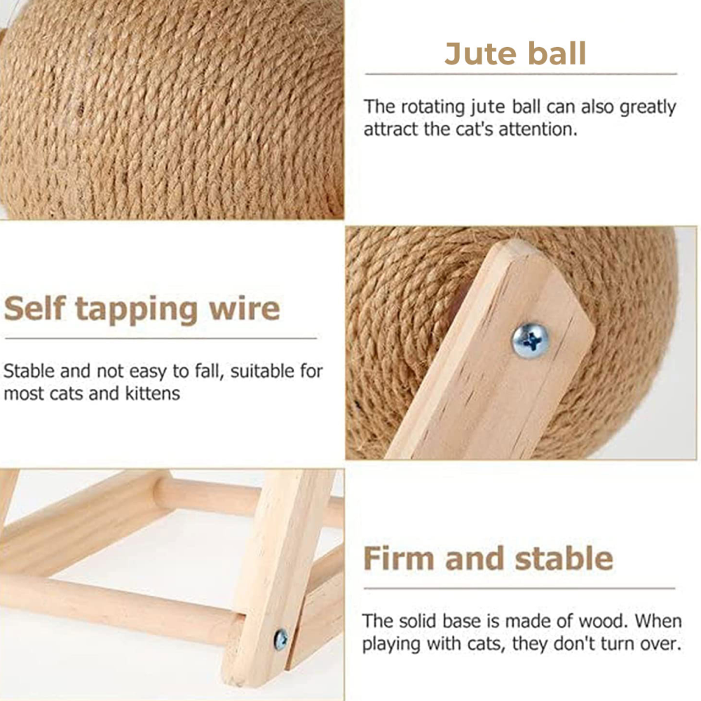 Hiputee Cat Scratching Spinning Ball Toy for Cats