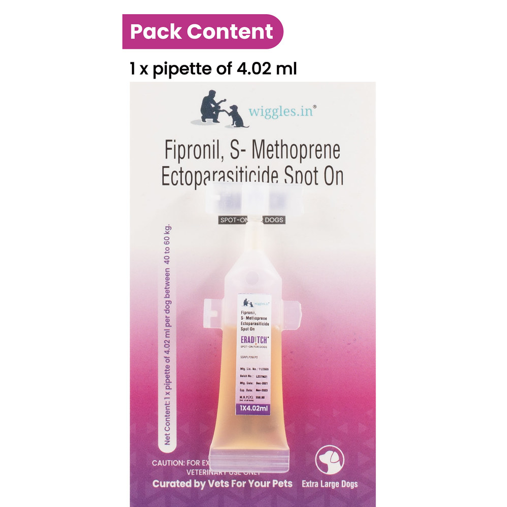 Wiggles Eraditch Spot on Fleas Ticks Remover for Dogs