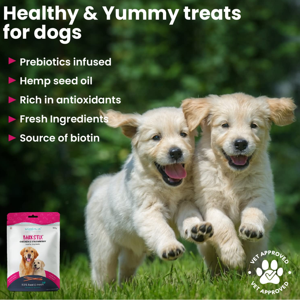 Wiggles Barkstix Chicken and Strawberry Dog Treats