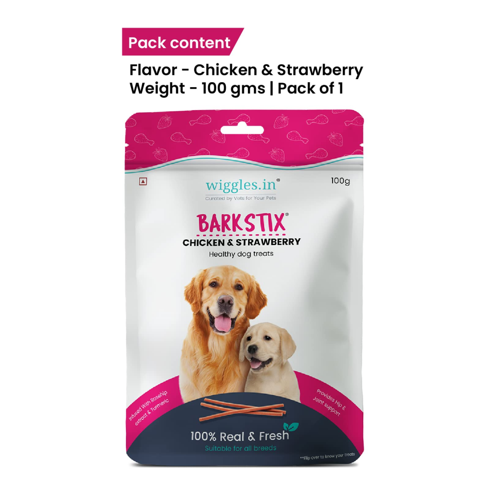Wiggles Barkstix Chicken and Strawberry Dog Treats