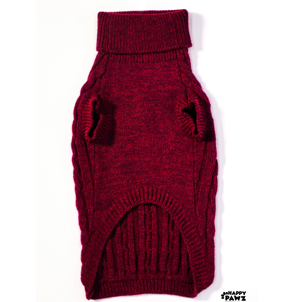 Happy Pawz Cherry Classic Cable Knit Sweater for Pets