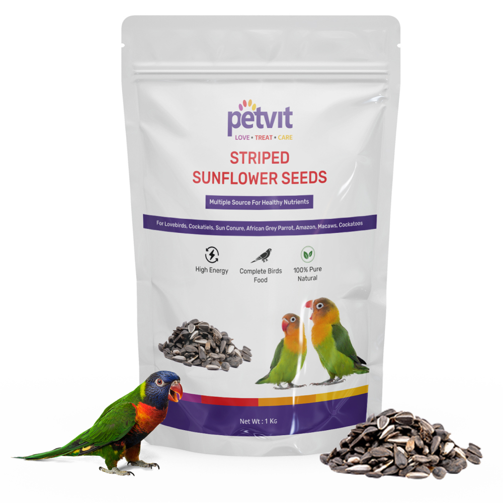 Petvit Striped Sunflower Seeds Food for Lovebirds & Cockatiels