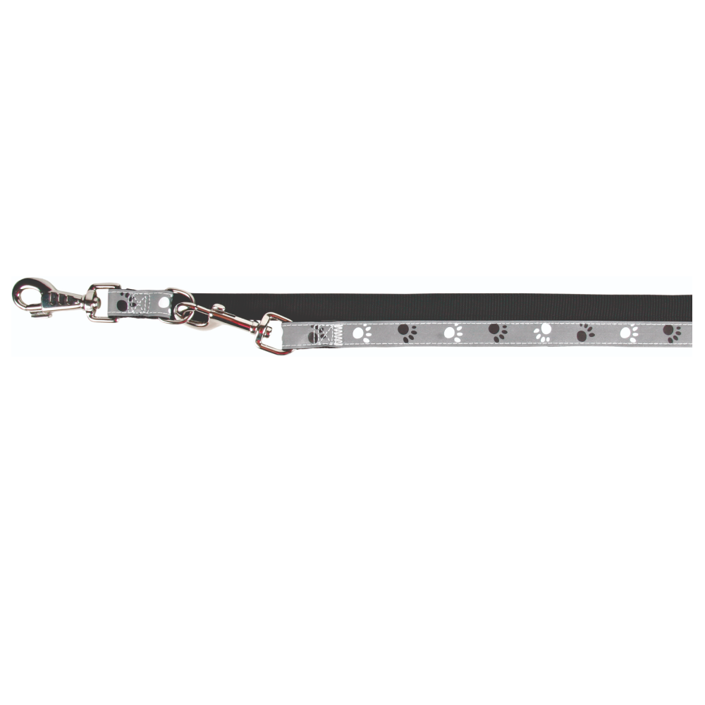 Trixie Silver Reflect Adjustable Leash for Dogs (Black/Silver Grey)