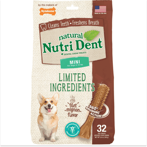 Nylabone Filet Mignon Nutri Dent Dental Treats for Mini Breed Dogs