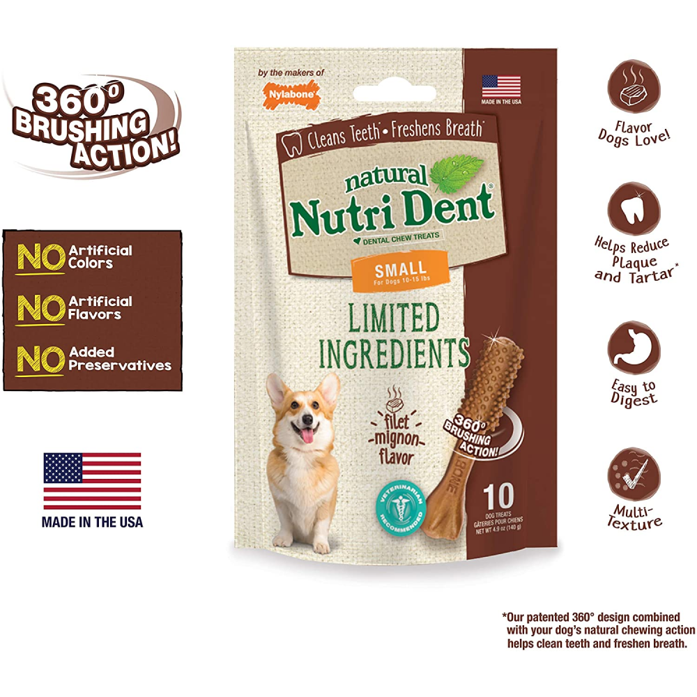 Nylabone Filet Mignon Nutri Dent Dental Treats for Small Breed Dogs
