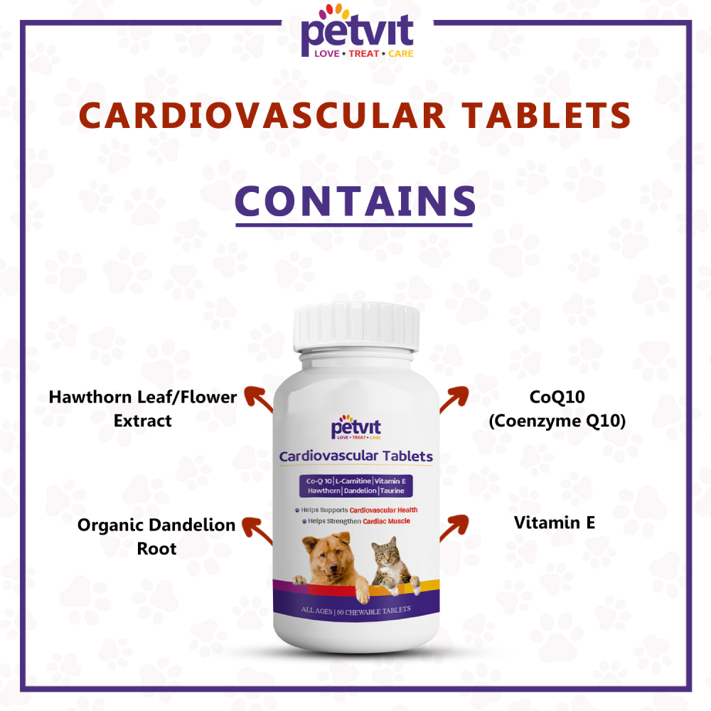 Petvit Cardiovascular Tablets, Coenzyme Q-10 Supplements for Pets