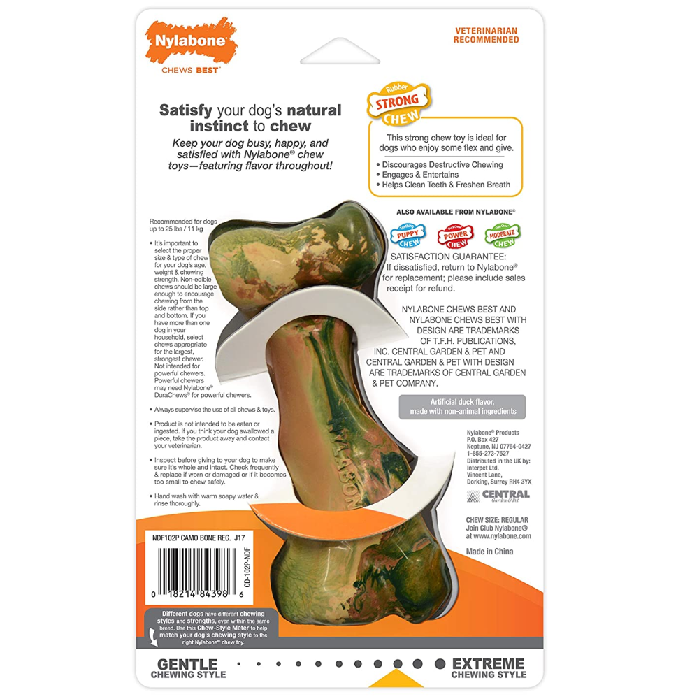 Nylabone Rubber Camo Bone Strong Chew Dog Toy