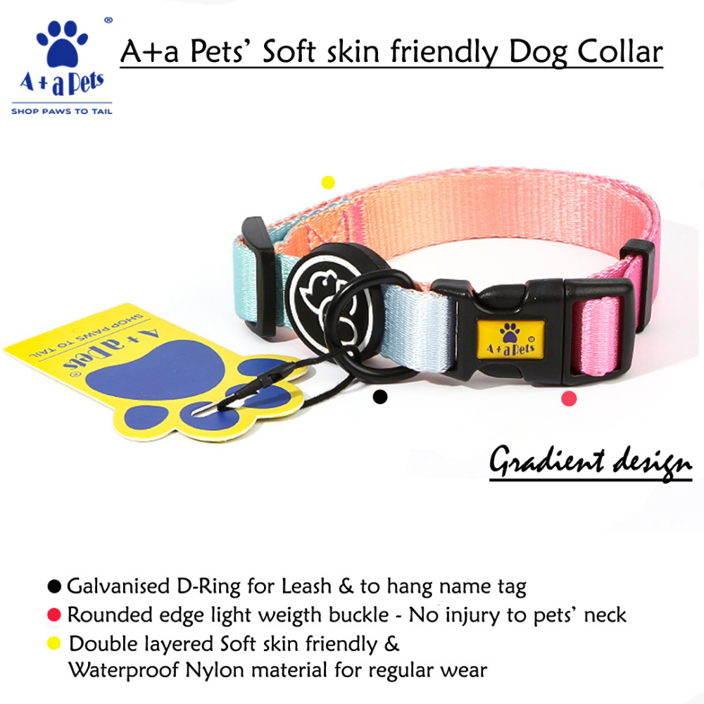 A Plus A Pets Skin Friendly Gradient Design Collar for Pets (Pink)