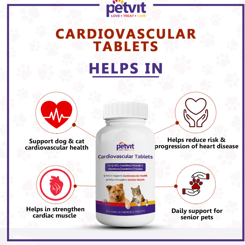 Petvit Cardiovascular Tablets, Coenzyme Q-10 Supplements for Pets