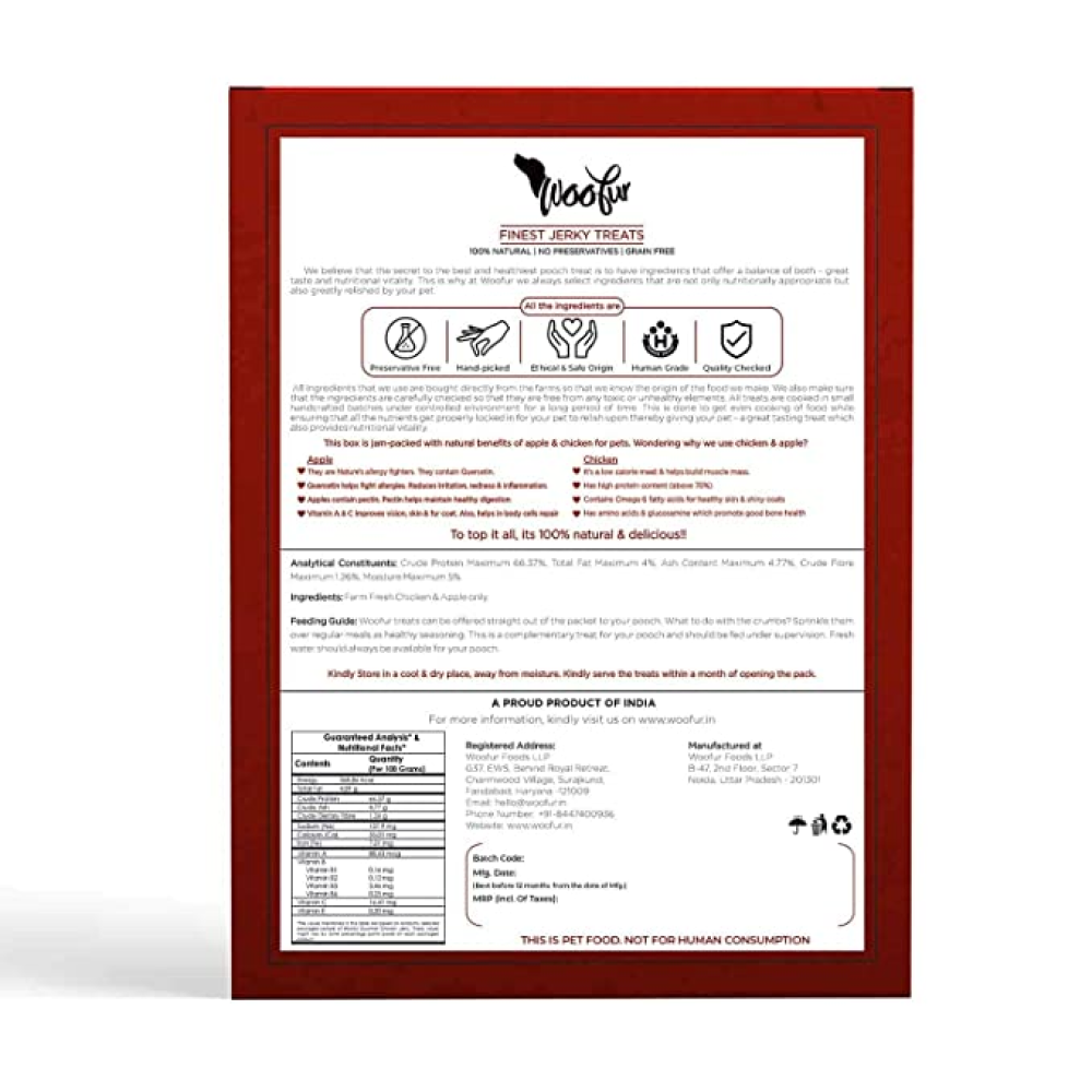 Woofur finest Jerky Chicken & Apple Dog Treats