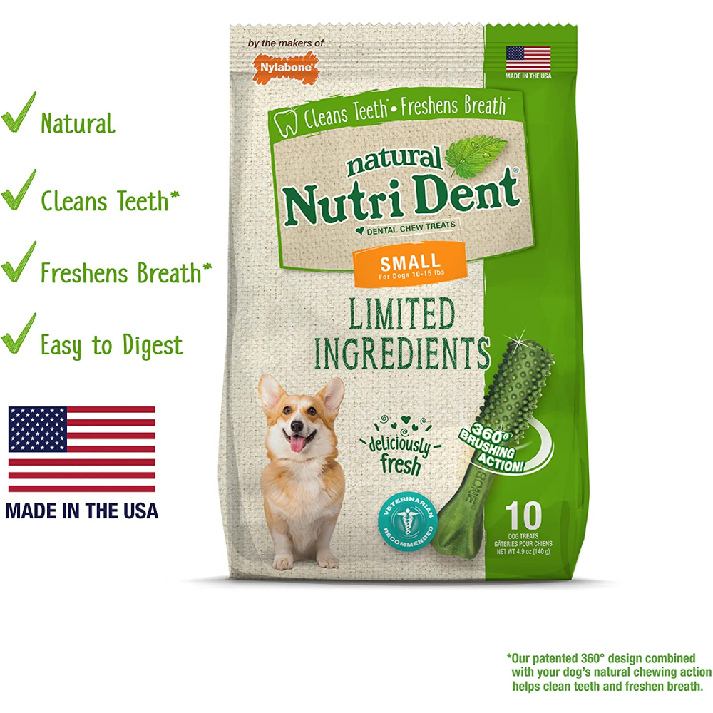 Nylabone Fresh Breath Flavored Nutri Dent Dental Dog Treats for Small Dogs