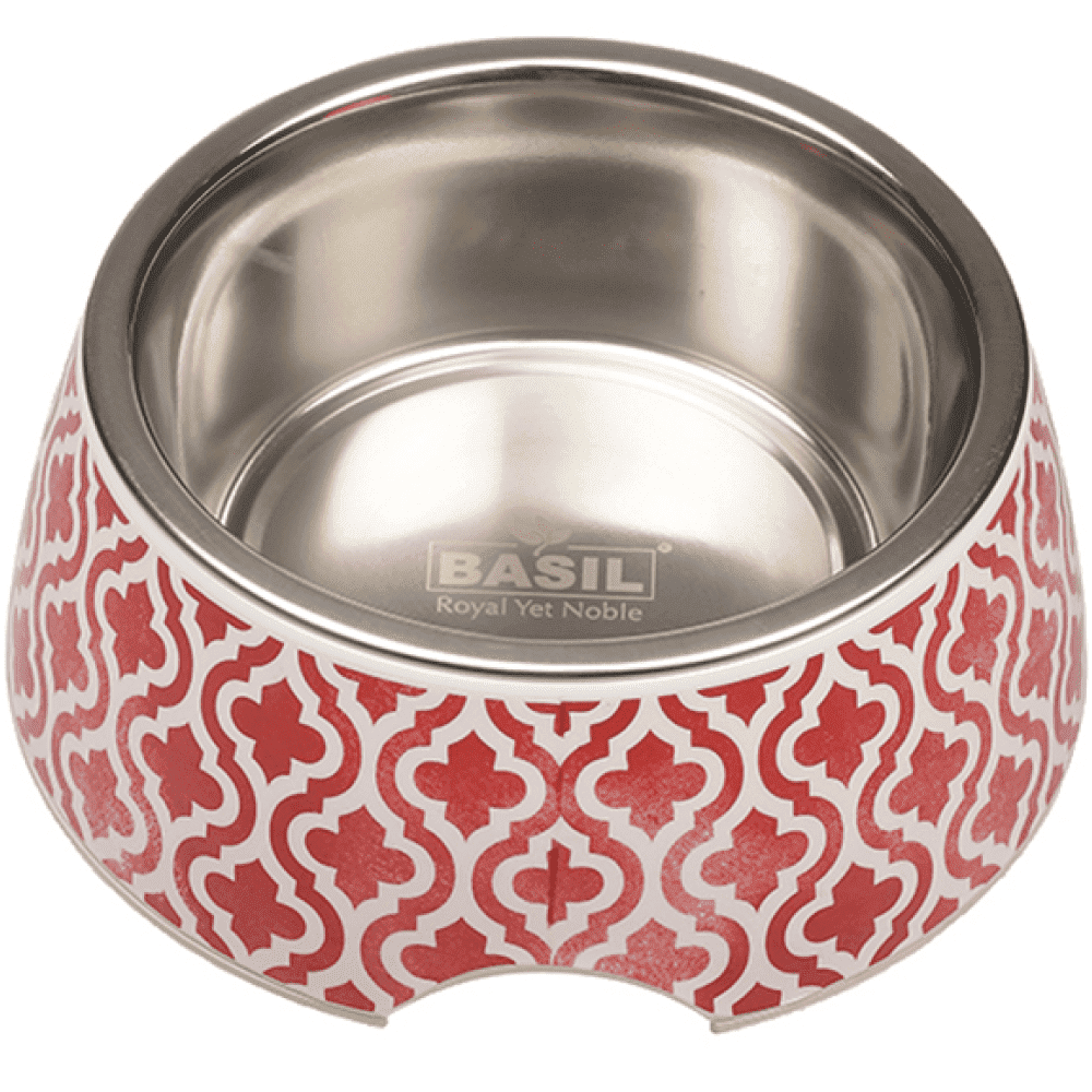 Basil Red Indie Print Melamine Bowl for Pets