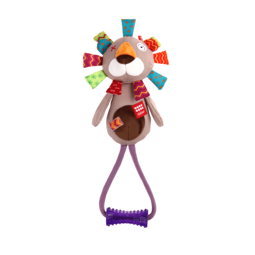GiGwi Plush Friendz with TPR Johnny Stick Lion Toy for Dogs
