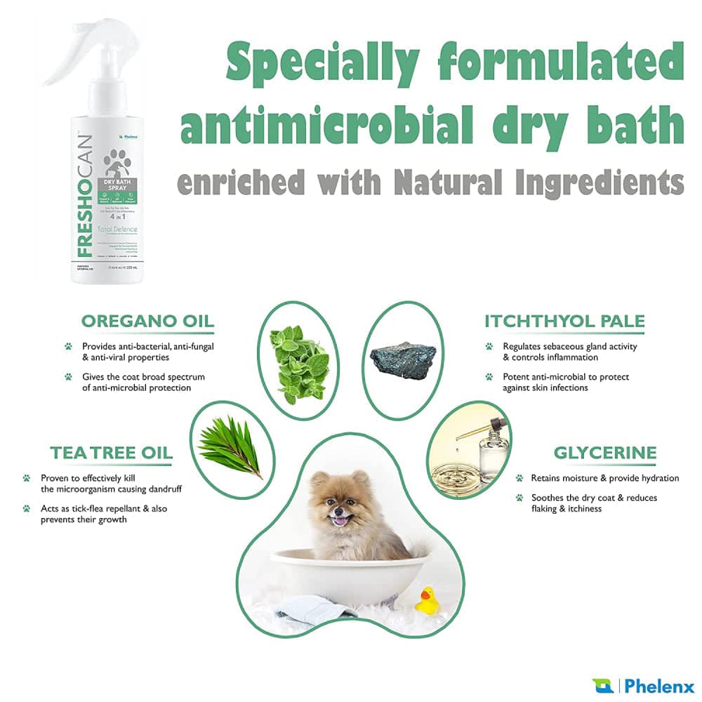 Phelenx Freshocan 4 in 1 Dry Bath Mousse for Dogs