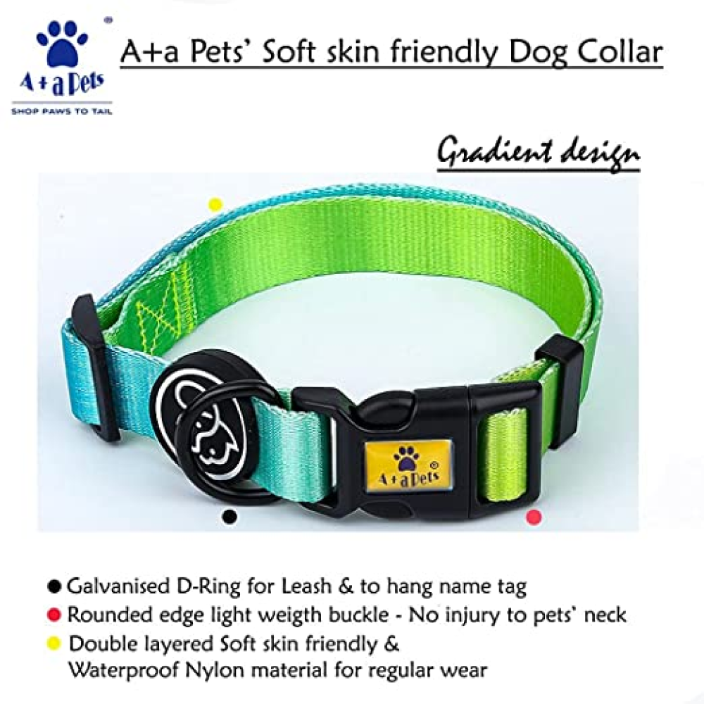 A Plus A Pets Skin Friendly Gradient Design Collar for Pets (Green)