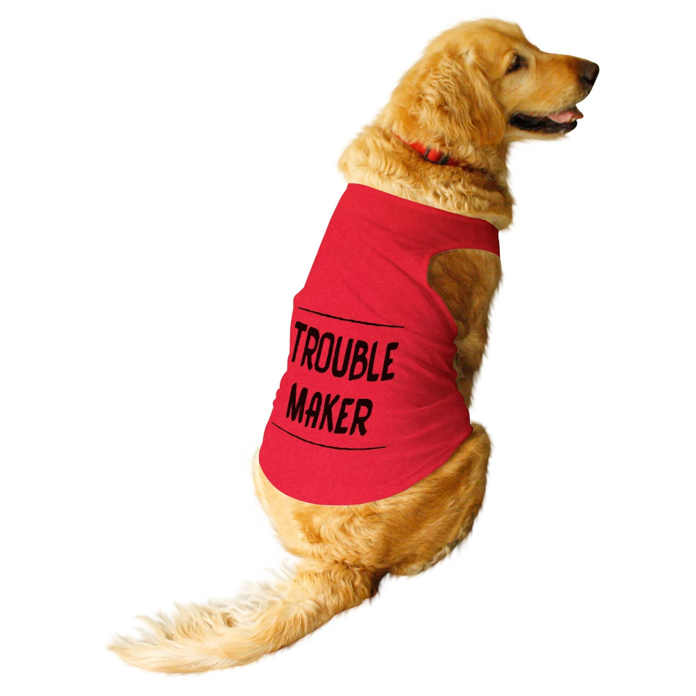 Ruse "Troublemaker" Printed Sleeveless T-Shirt for Dogs (Poppy Red)
