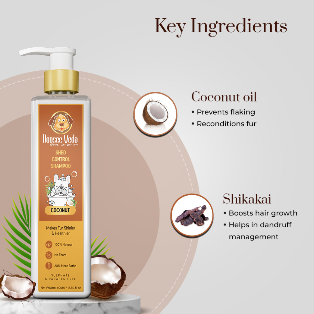 Dogsee Veda Shed Control Coconut Oil Shampoo for Dogs (400ml)