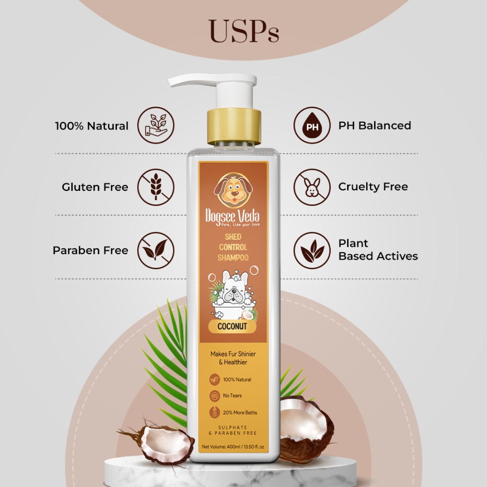 Dogsee Veda Shed Control Coconut Oil Shampoo for Dogs (400ml)