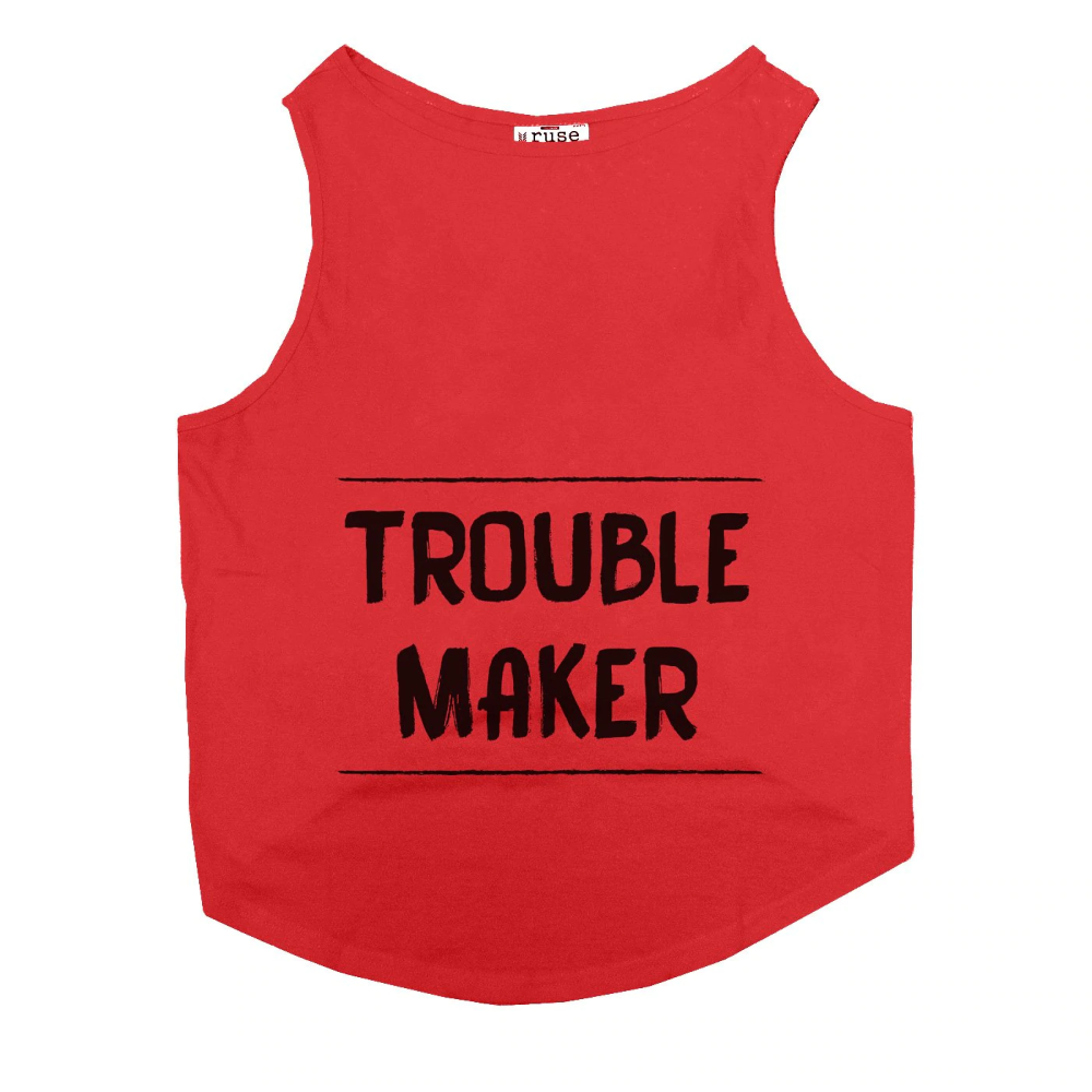 Ruse "Troublemaker" Printed Sleeveless T-Shirt for Dogs (Poppy Red)