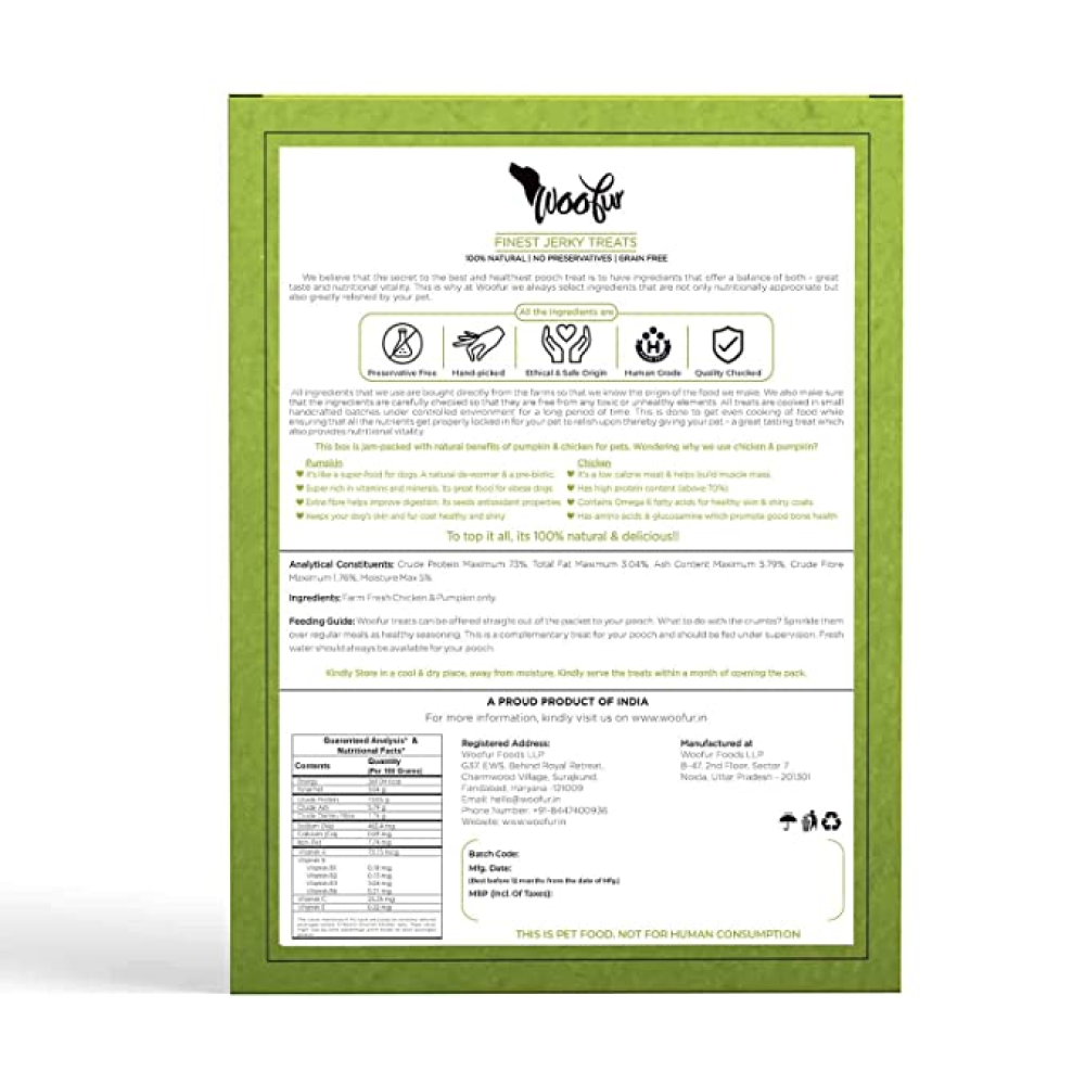 Woofur finest Jerky Chicken & Pumpkin Dog Treats