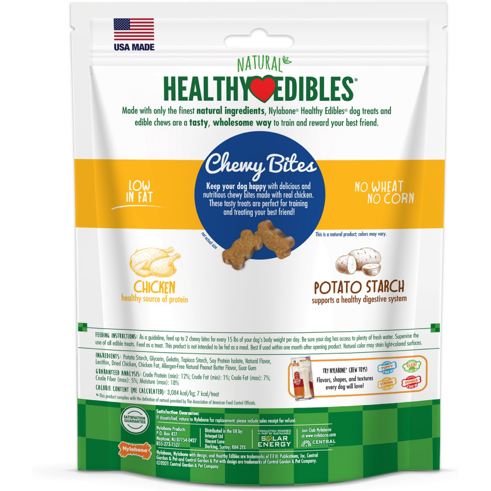 Nylabone Chicken Flavor Chewy Bites Natural Healthy Edibles Dog Treats