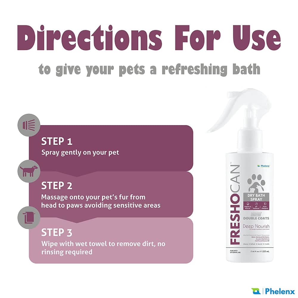 Phelenx Freshocan Double Coat Dry Bath Mousse for Dogs