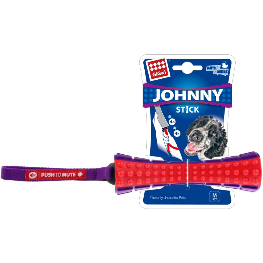 GiGwi Push To Mute Johnny Stick - Red/Purple