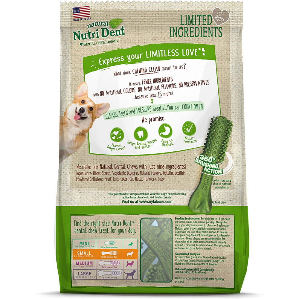 Nylabone Fresh Breath Flavored Nutri Dent Dental Dog Treats for Small Dogs