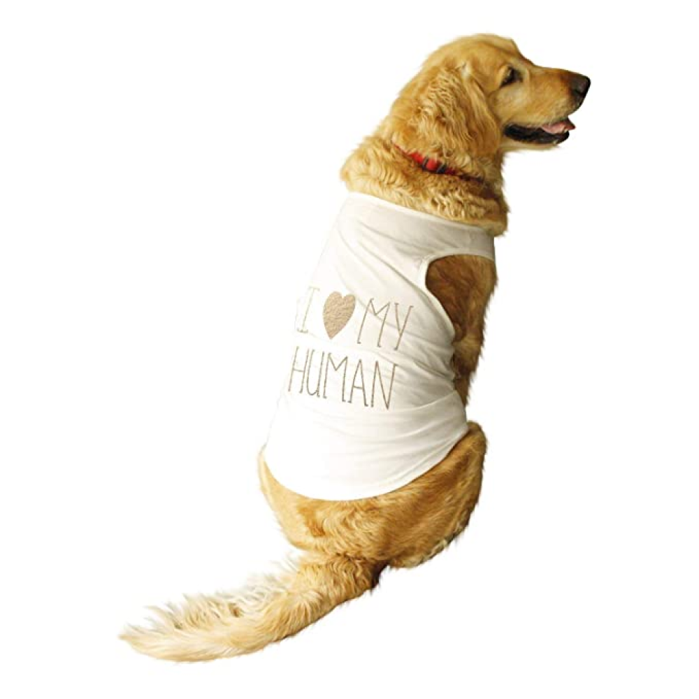 Ruse "I Love My Human" Foil Edition Sleeveless T-Shirt for Dogs (White)