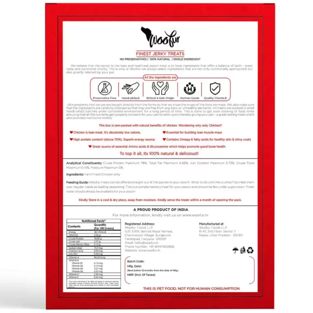 Woofur finest Jerky Gourmet Chicken Dog Treats