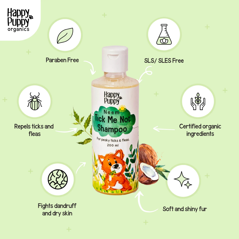 Happy Puppy Organic Tick Me Not Shampoo - Neem