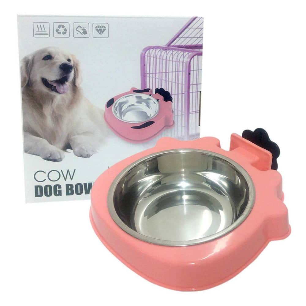 Emily Pets Stainless Crate Bowl with Removable Feeder Bowl for Pets (Peach)