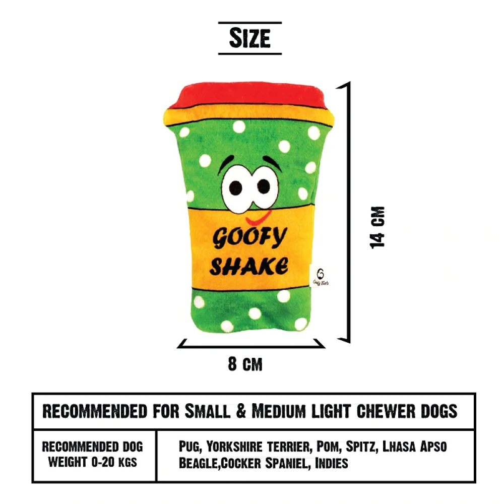 Goofy Tails Food Buddies Milk Shake Plush Toy For Dogs