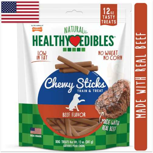 Nylabone Beef Flavor Chewy Sticks Natural Healthy Edibles Dog Treats