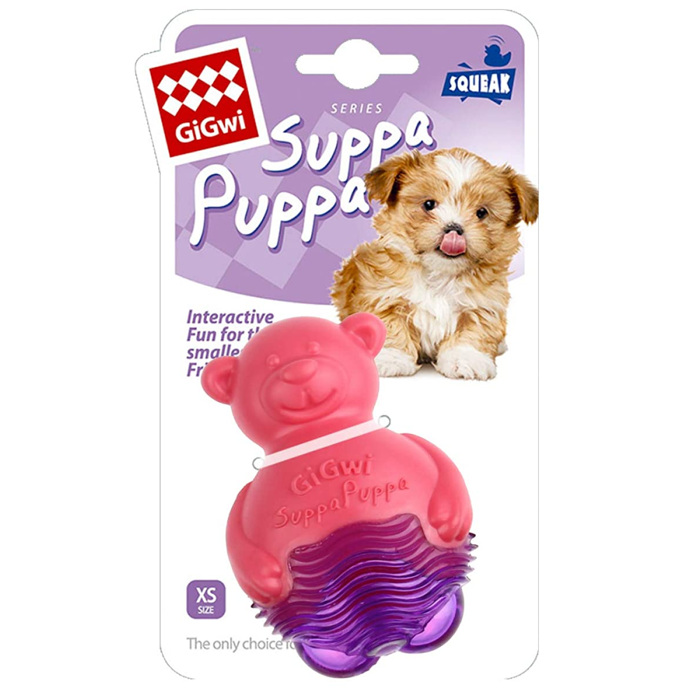 GiGwi Suppa Puppa Bear Toy for Dogs (Pink/Purple)