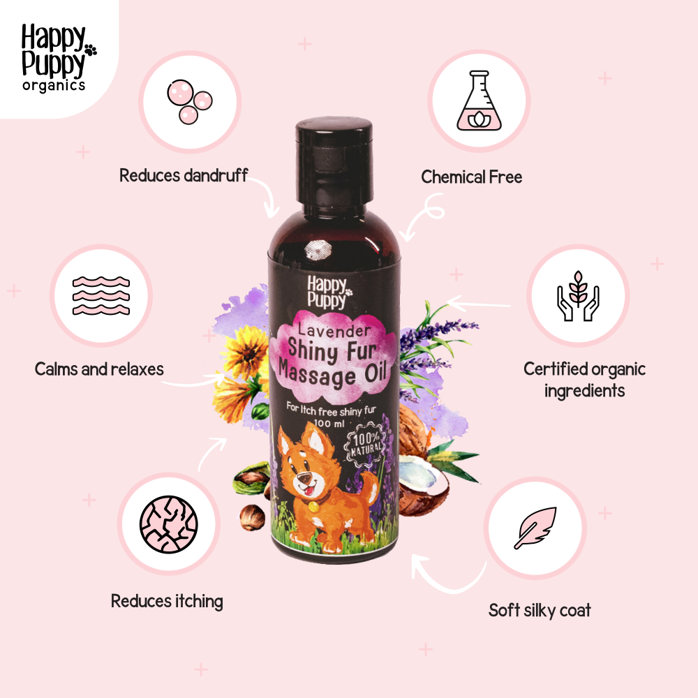 Happy Puppy Organic Shiny Fur Spa Massage Oil - Lavender