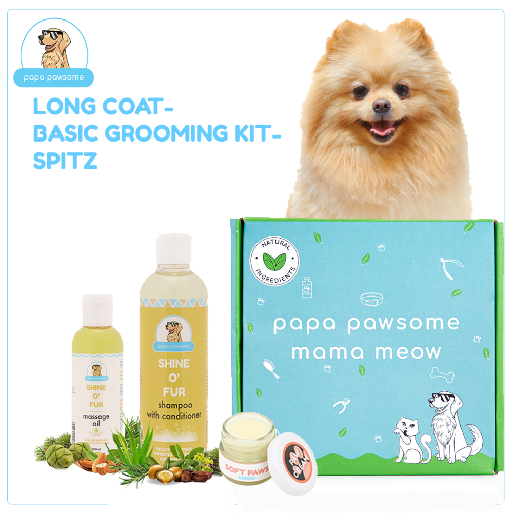 Papa Pawsome Long/Drop Coat Basic Grooming Kit (Spitz)