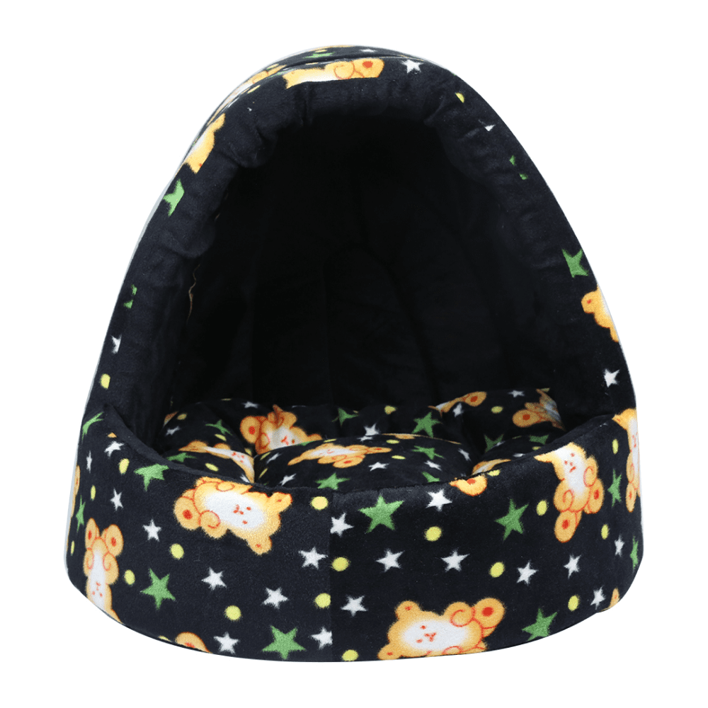 Hiputee Velvet Fabric Cave Shape Cartoon Print Toy Hut for Pets