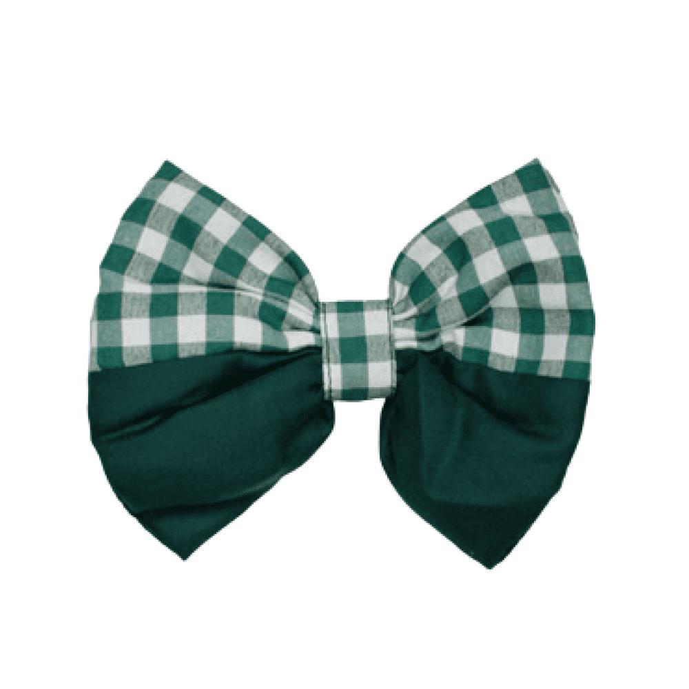Mutt of Course Gingham Green Bow For Dogs