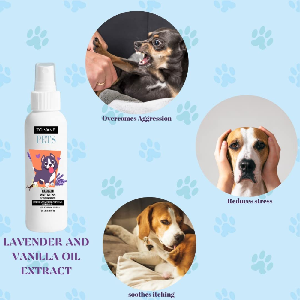 Zoivane Waterless Shampoo for Dogs (Vanilla and Lavender)