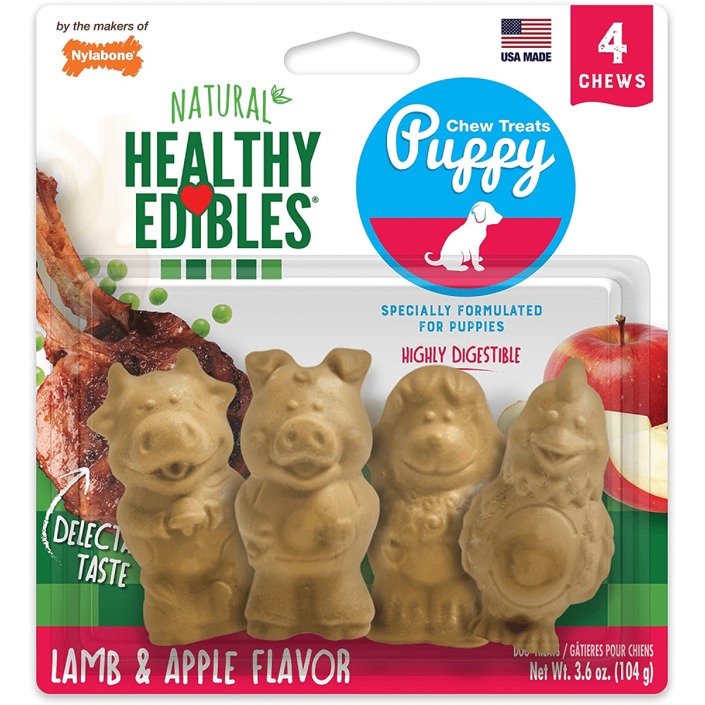 Nylabone Lamb & Apple Flavour Natural Healthy Edibles Puppy Treats
