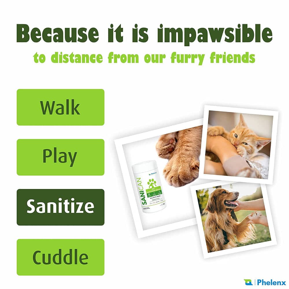 Phelenx Sanican Sensitive Sanitizing Wipes for Pets