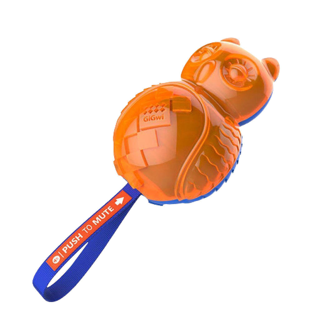 GiGwi Push To Mute Owl Chew Toy for Dogs (Orange/Blue)