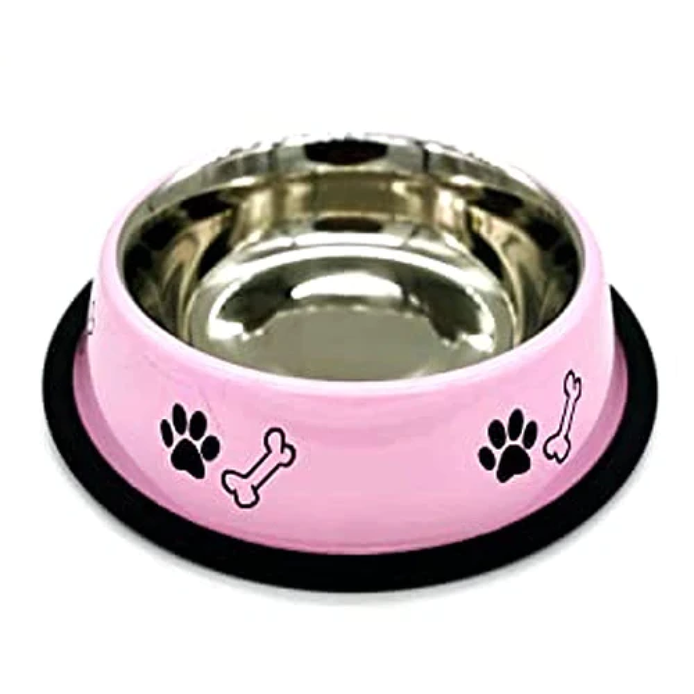 Emily Pets Stainless Steel Paw Printed Food Water Feeding Bowl for Pets