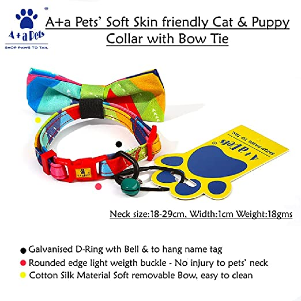 A Plus A Pets 2in1 Soft Skin Friendly Collar with Bow-Tie for Pets