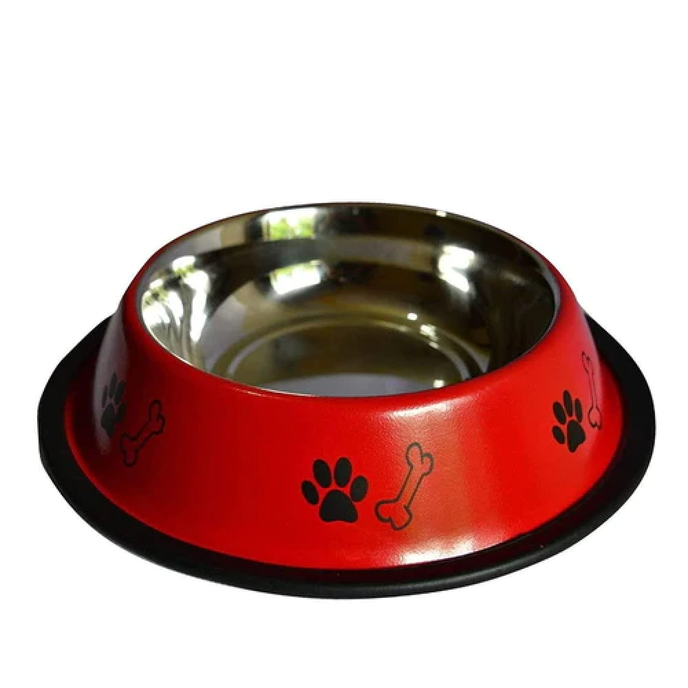 Emily Pets Stainless Steel Paw Printed Food Water Feeding Bowl for Pets
